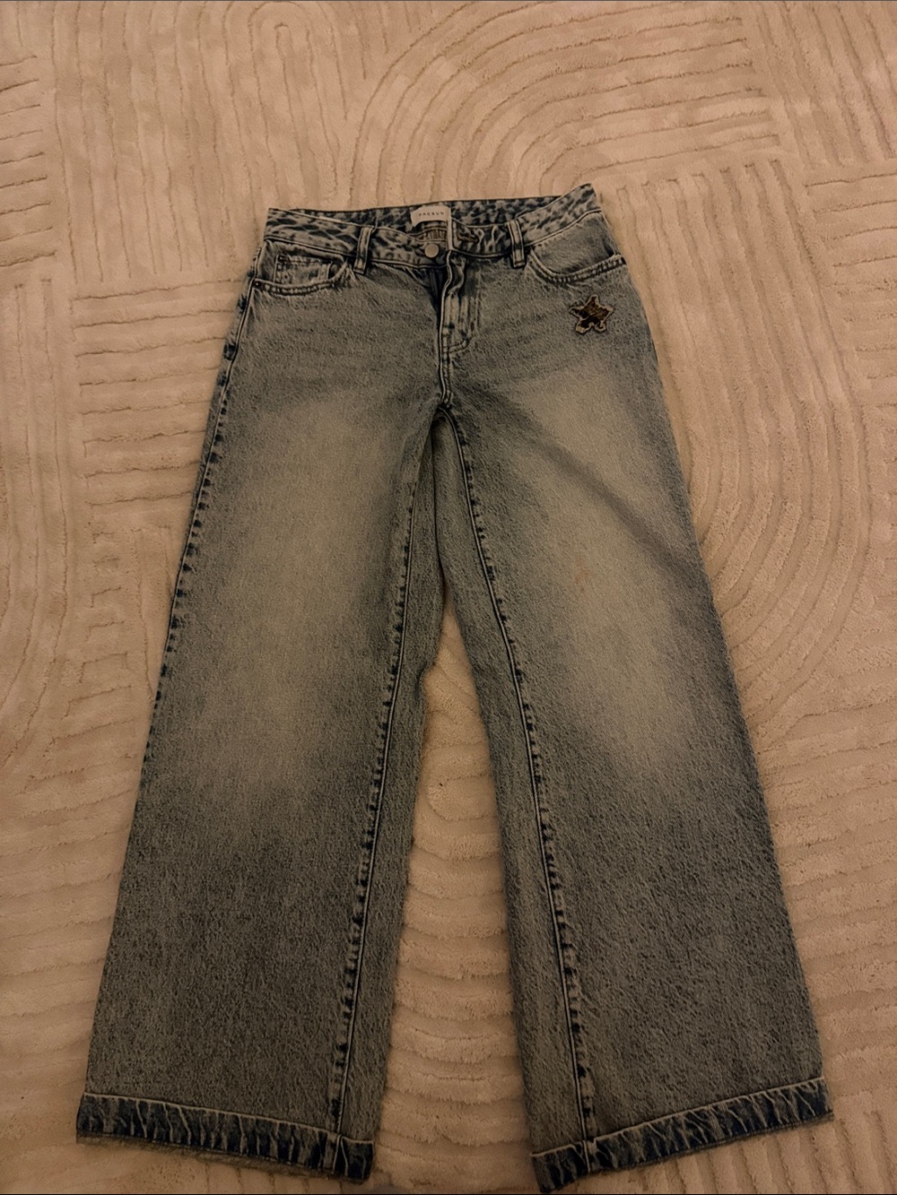 PacSun Light Blue Wide-Leg Jeans with Star Patch Accent